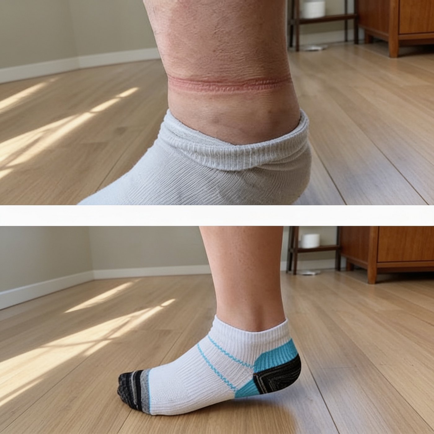 Before and after: ankle marks gone