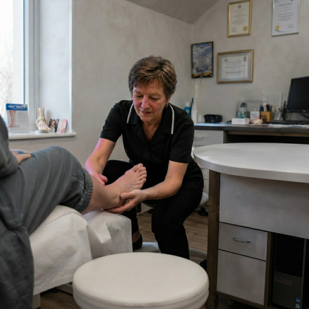 Carol at the clinic